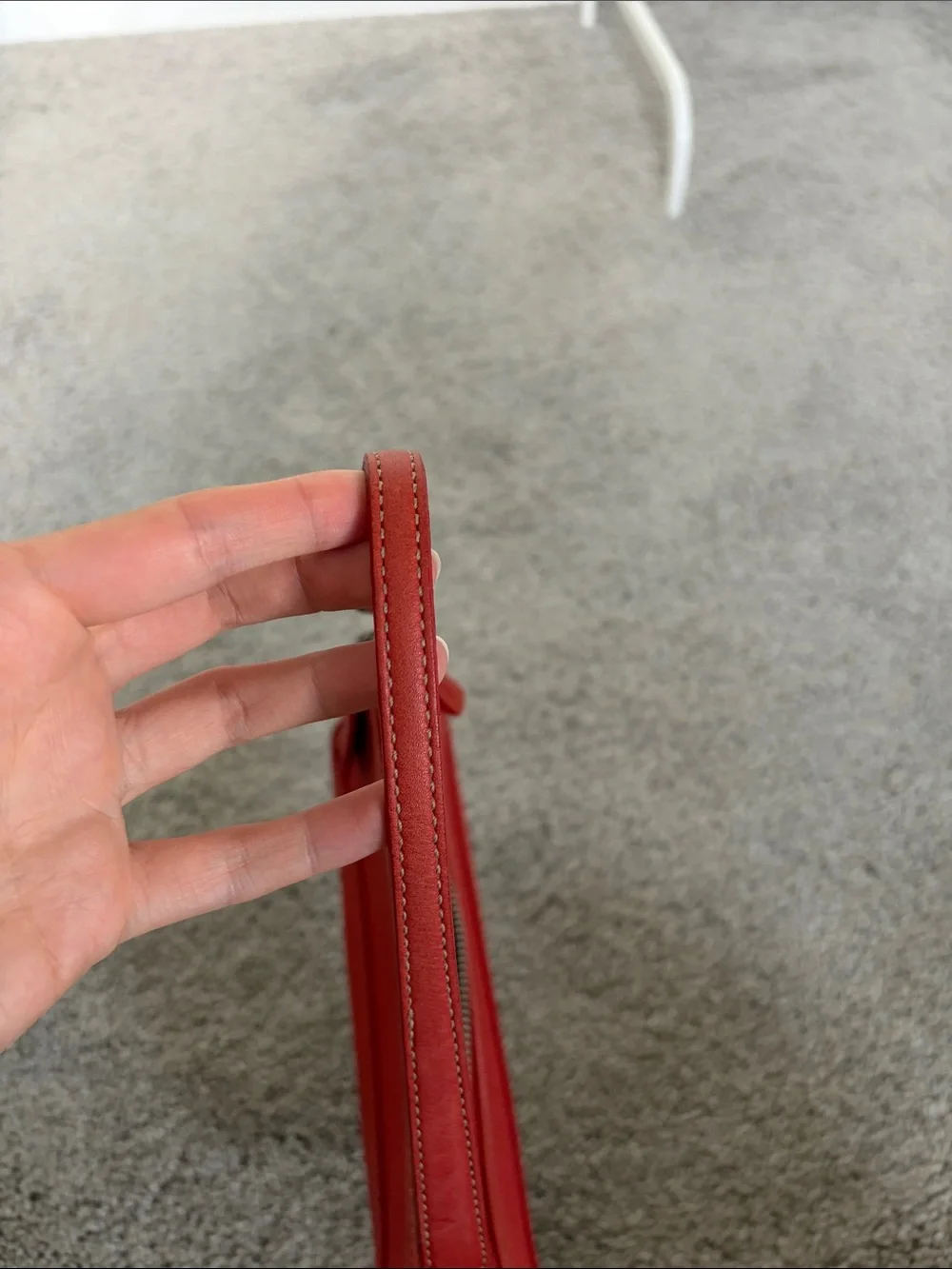 Coach Hamptons Demi baguette shoulder bag (style 7785) in Coral Red